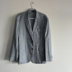 Porfidia Italy Men's Plaid Blazer Blue, Size IT 56, US 46